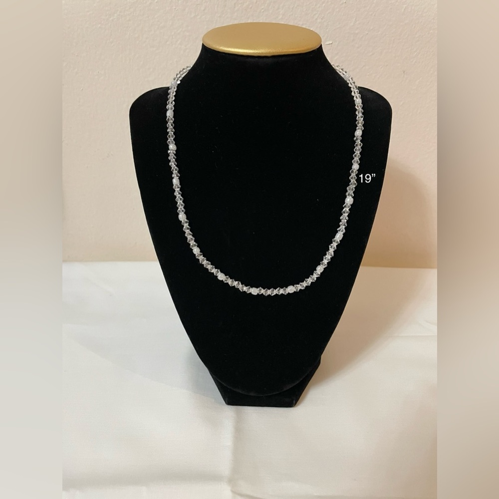 Patterned 4mm Crystal+Glass Beaded Handmade Necklace/Choker